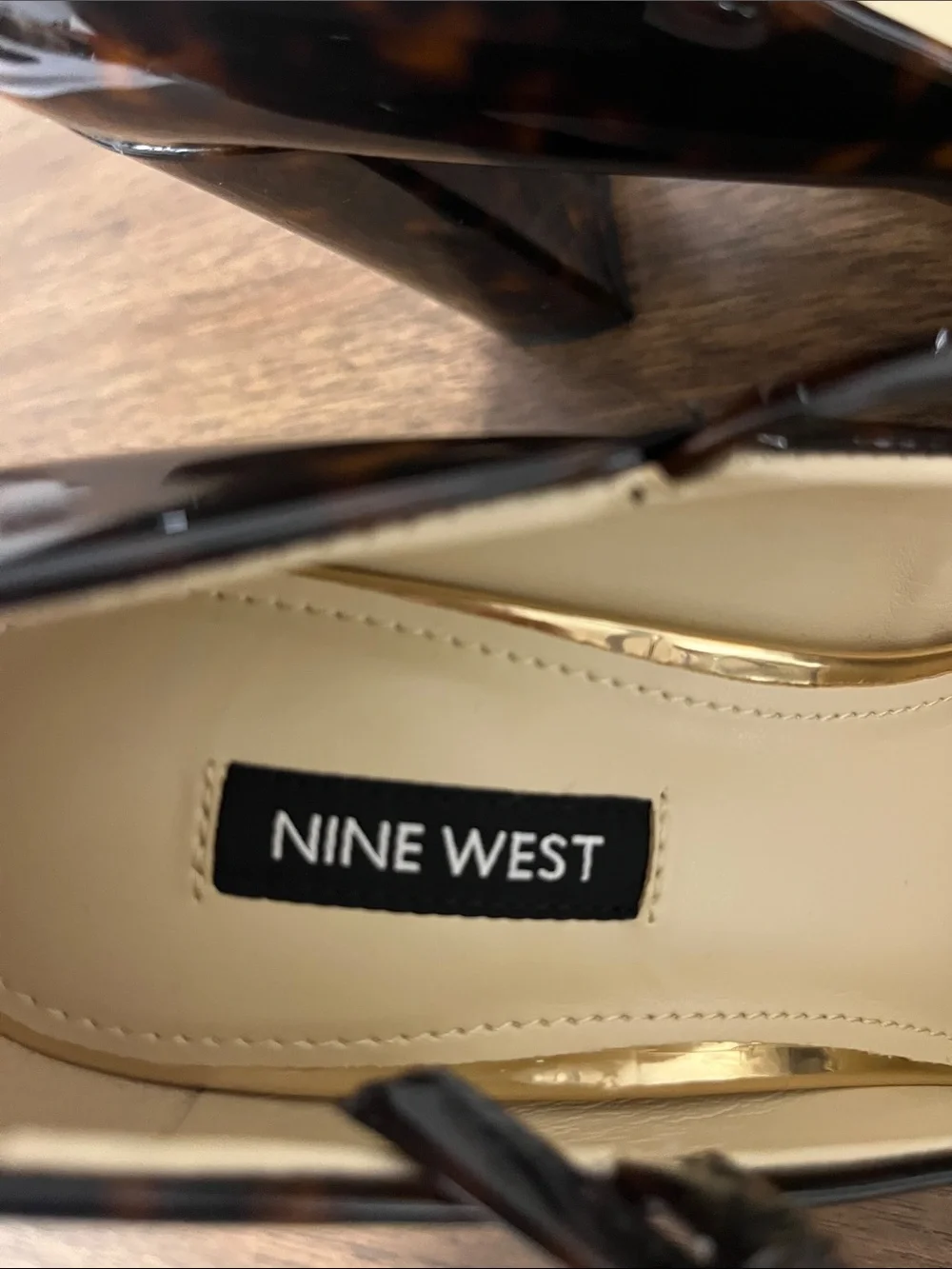 Nine West Tortoiseshell Patent Mary Jane Pointed Pumps - Brown/Black